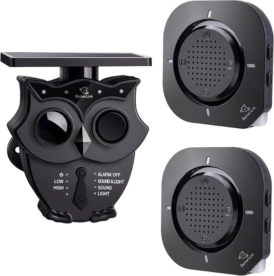 Driveway Alarm Systems Weatherproof Outdoor Motion Detector & Sensor with120dB Siren, Sound and Light Alert Systems Makes it Easy to Monitor & Protect Outdoor/Indoor Property(2R1S)