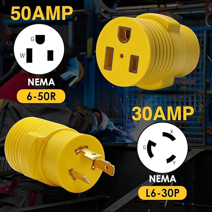 240V Generator Welder Adapter,ETL Listed, NEMA L6-30P to 6-50R Welder Adapter Cord, 30A to 50A Heavy-Duty Adapter, 3-Prong Locking Male to 3-Prong Female, for Welder Dryer EV Charger