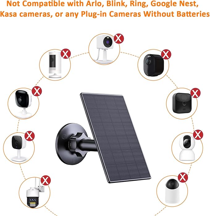 Zivif Solar Panel for Security Camera, 2W USB Solar Panel, Solar Charger Compatible for Rechargeable Battery Security Camera, USB C Solar Outdoor Camera with 360° Adjustable Mount, Black (4 Pack)