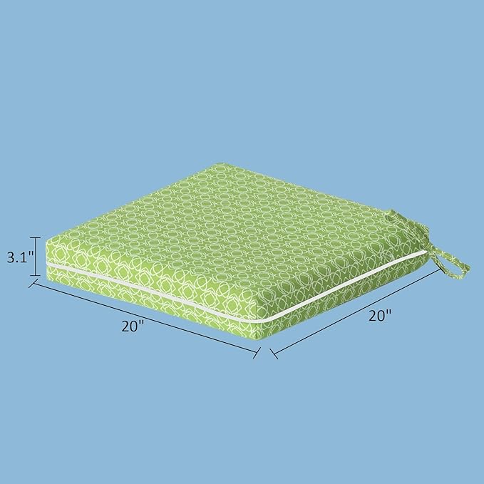 COZYVIDA Outdoor Chair Cushions Set of 4, 20"x20" Square Seat Pads with Tie Straps and YKK Zippers, 30D High-Density Foam, Water-Resistant Fabric,UV-Resistant 1000+ Hrs