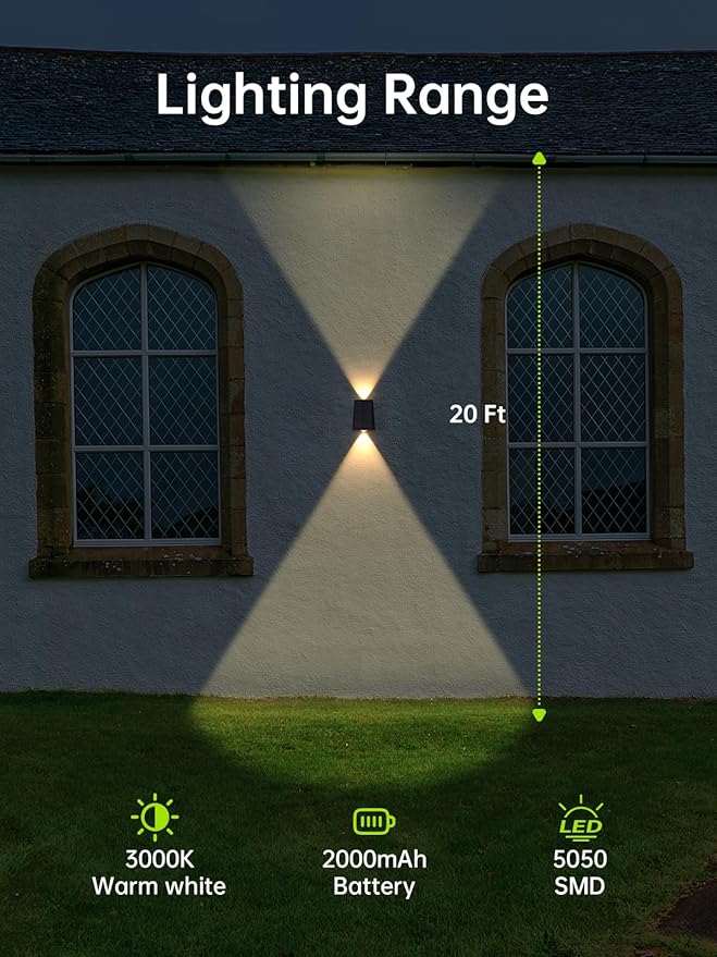Mrzxy Solar Wall Lights Outdoor Waterproof Up Down Solar Lights Outdoor Dusk to Dawn Warm White for Fence, Wall