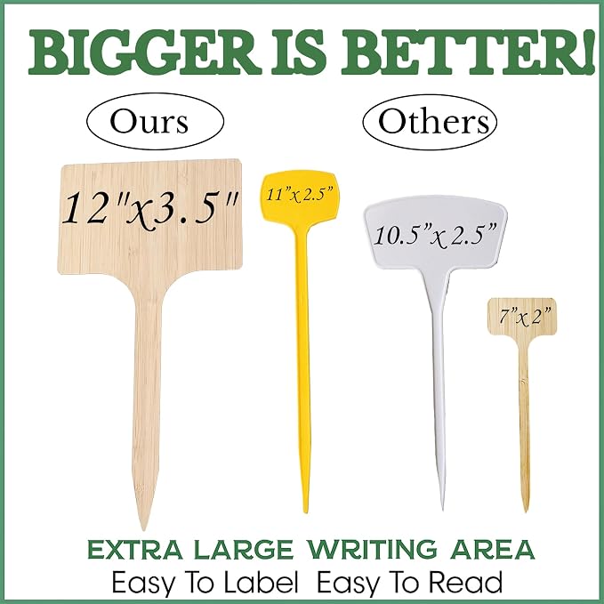 100 Pcs Large 8" Tall Garden Markers Label Plant Signs Easily Identify Plants