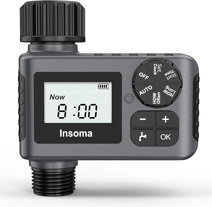 Outdoor Garden Hose Faucet Timers, Programmable Water Sprinkler Timer with Rain Delay/Manual/Automatic Drip Irrigation and Lawn Watering System for Yard, 1 Outlet