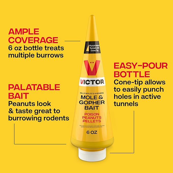 Victor M6006 Outdoor Mole & Gopher Poison Peanuts, Mole and Gopher Killer Bait, 4 Pack