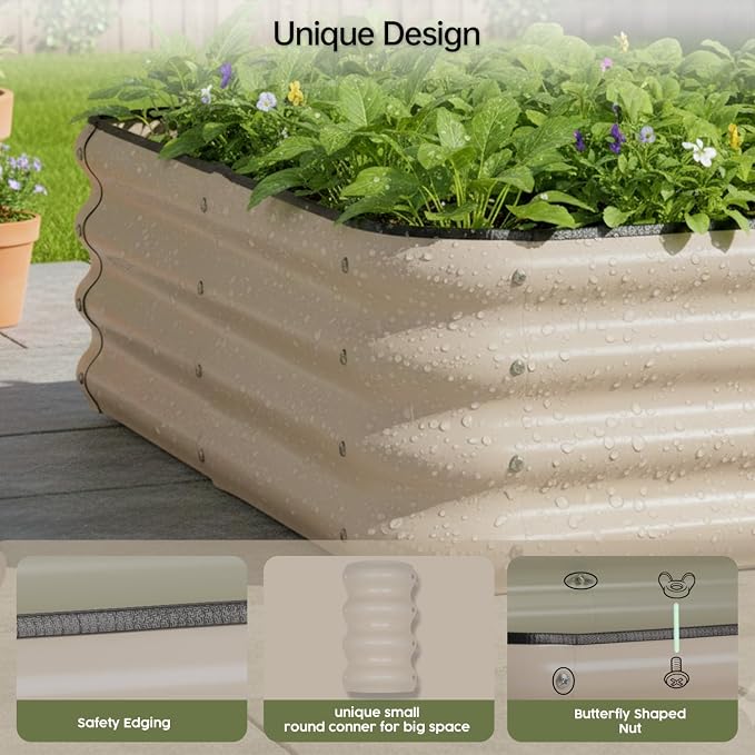 PORAYHUT All-in-One Raised Garden Bed and Greenhouse Kit,Metal Outdoor Planter Box with Pop up Tunnel Greenhouse Cover ,Vegetables, Flowers for Cold Frost Protector (4x2FT)