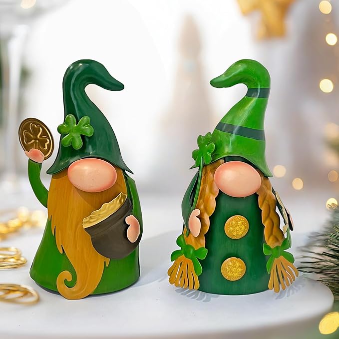 HONGLAND 18 Inch Spring Gnomes Outdoor Decor, 2Pcs Metal Gnomes Garden Stakes, Gnome Gifts for Women Outside Decorations for Yard Home Garden Lawn Patio