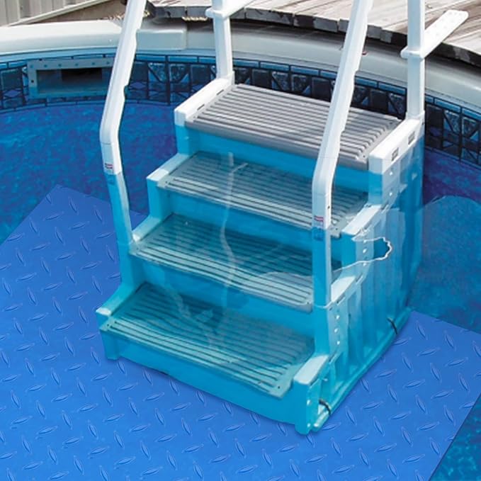 45x60 inches Swimming Pool Ladder Mat Protective Swimming Pool Step Pad for Above Ground Swimming Pool Ladder Pad Vinyl Non-Slip Pool Liner