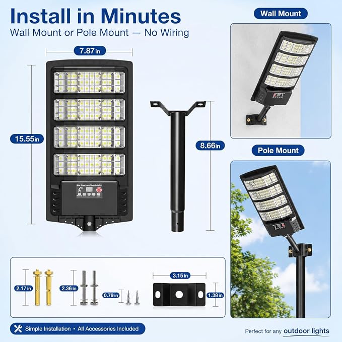 Solar Lights Outdoor Waterproof, 4 Pack Motion Sensor Solar Security Lights Outdoor with Remote Control, Dusk to Dawn Outdoor Solar Lights for Yard, Backyard, Driveway, Garage & Fence