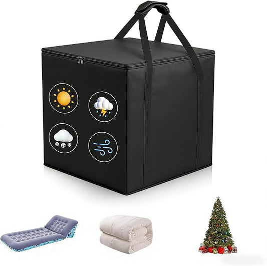 Outdoor Patio Cushion Storage Bag -Waterproof Large Patio Furniture Cushion Organizer Storage Bag with Handle and Zipper, 32" L x32 W x 24" H Big Foldable Duffle Cover