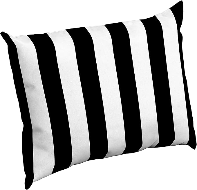 Arden Outdoor Cushion Pillow Back, 23 x 17, Rain-Proof, Fade Resistant Black Cabana Stripe