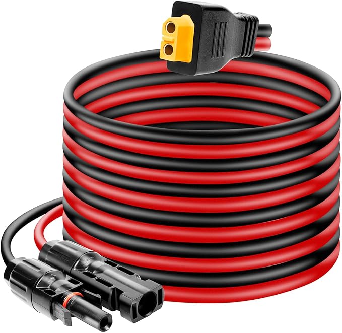 Ansoufien Solar Panel Connector to XT60 Connector Cable 10FT, 10AWG Solar to XT60 Charge Extension Cable XT60 (Plug Female) Cable for RV Folding Solar Panel, Portable Power Station, Solar Generator