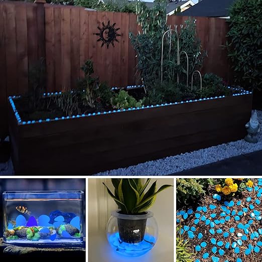 NAMTSO Glow in The Dark Rocks Outdoor, 500 pcs Blue Solar Rocks for Landscaping, Outdoor Decor Glow in The Dark Stones, Glowing Pebbles for Garden Backyard Patio Lawn Pond Fish Tank Aquarium Decor
