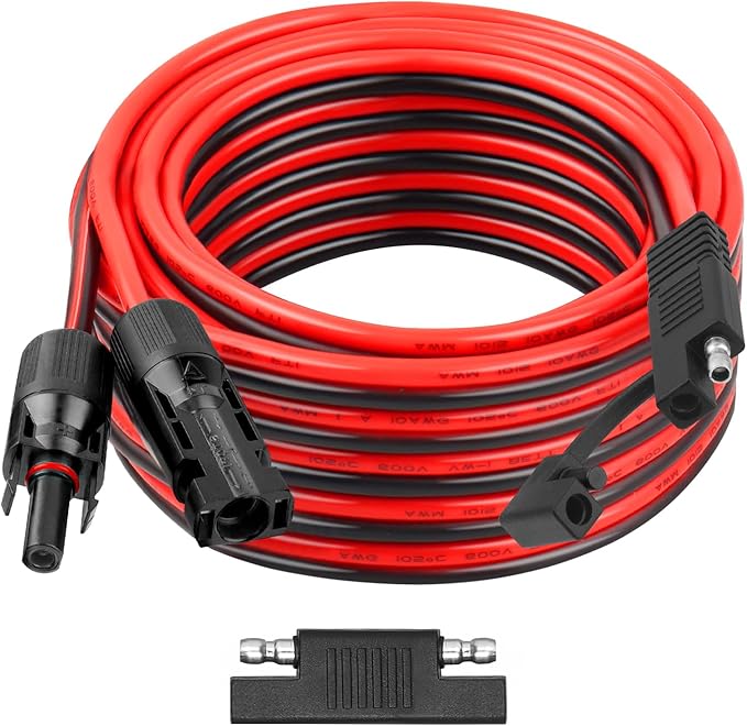 10AWG Solar Panel to SAE Adapter Cable 25FT SAE Connector Battery Cable PV Solar Extension Wire with SAE Polarity Reverse Adapter for RV Caravan Solar Panel Battery Charger