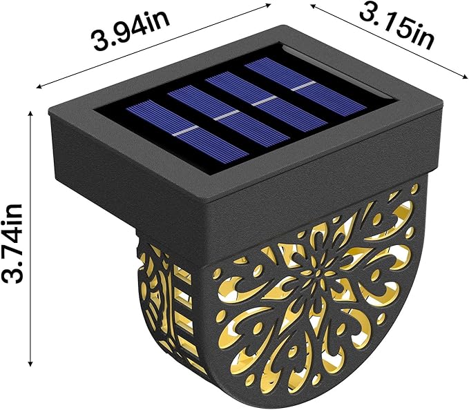 6 Pack Solar Fence Lights Wall lihgts Outdoor Decorations Solar Powered Step Deck Lights Warm Yellow Light Waterproof Decorative Lighting for Garden, Front Door, Backyard