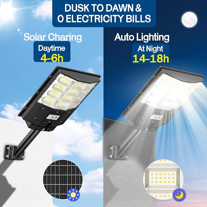 7000W Solar Street Light, Solar Street Lights Outdoor Waterproof IP67, Outdoor SolarLamp with Motion Sensor & Dusk to Dawn - Durable, Energy-Efficient SolarLighting for Garden, Yard, Driveway
