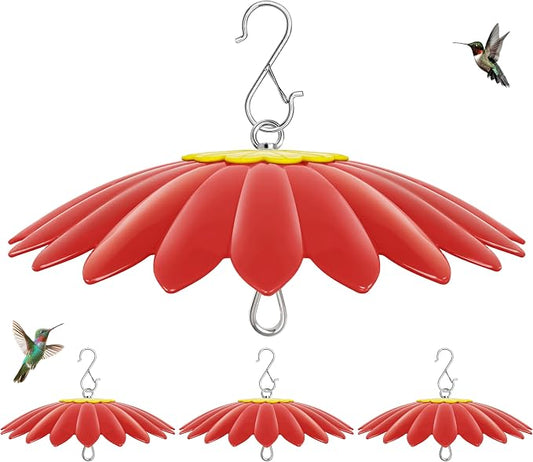 13.5 inch Hummingbird Feeder Shade Dome Cover,Rain Guard,Weather Guard for Bird Feeder, Umbrella Cover for Bird House for Outdoor,Squirrel Baffle,Flower Design(Red) 4 Pack.