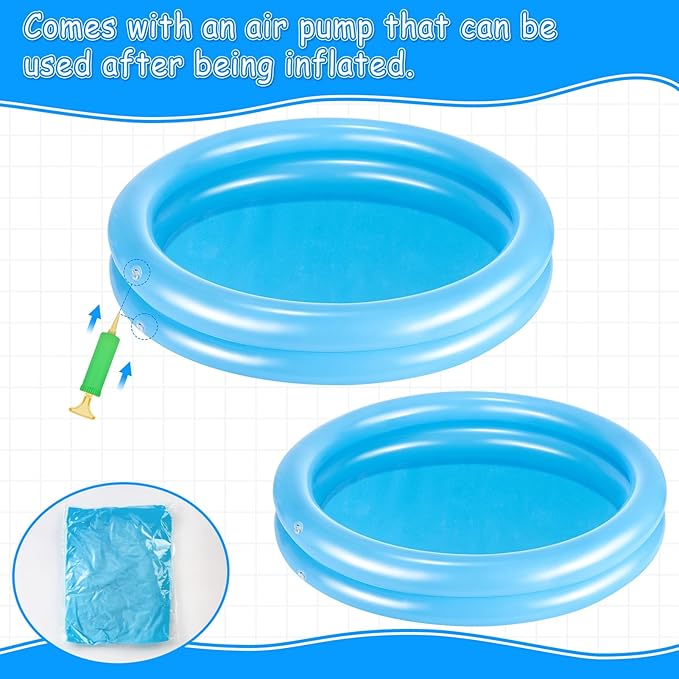 2 Pack Blue Inflatable Pool Foot Bath Basin, Swimming Pool Clean Feet, Foot Soaking Bath Basin for Pool Entry Ladder, Home Spa Treatment for Above Ground Pools