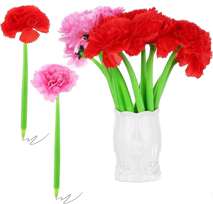 28 Pcs Flowers Pen Artificial Carnation Pens Carnation Shaped Ballpoint Pen Back to School Pen Wedding Floral Pens for Women Girlfriend Wife Mother Office Birthday Fitst Day Classroom Reward
