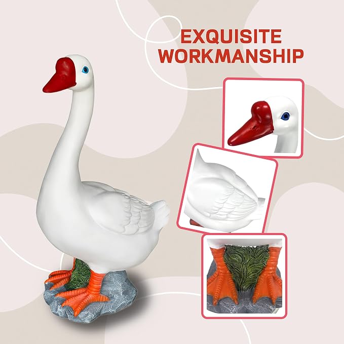 Porch Goose Statue with Gentleman Black Siut Outfits- 19.5" Garden Resin Goose Decorative Figurine Cute Sculpture for Outdoor Indoor Patio Lawn Yard Balcony Decor Housewarming Gifts