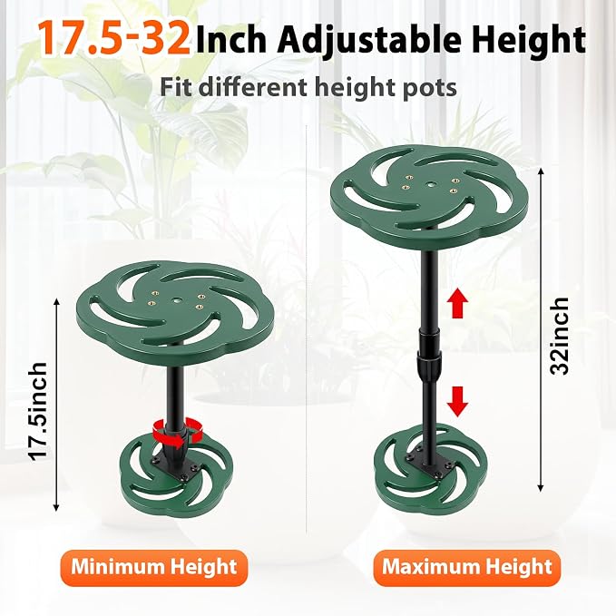 Axcoix Adjustable Height Plant Risers for Inside Pots, 17.5-32" Plastic Planter Inserts for Large Pots, Pot Fillers for Tall Square Round Taper Planters (6" 8" 10" Base or Top)