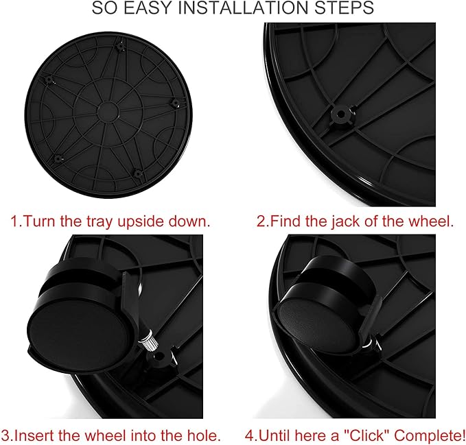 Plant Caddy with Wheels Heavy Duty,4 Pack of Plant Pallet Caddy,Round Potted Plant Stand Mover,Rollers Dolly Trolley Tray with Wheels (15.5" 4pcs Black)