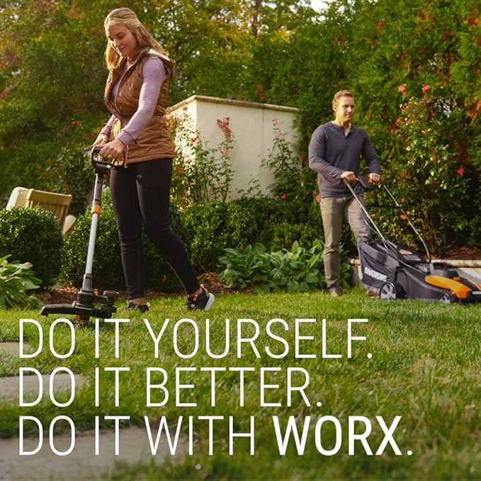 Worx 40V 17" Cordless Lawn Mower for Small Yards Bundle with 12 Amp 7.5" Electric Lawn Edger and Trencher