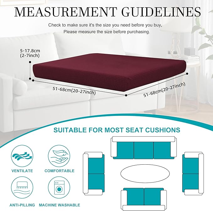 12Pcs Stretch Patio Cushion Covers,Outdoor Couch Covers Replacement,Outdoor Couch & Sofa Slipcovers,for Patio Furniture Cushion Covers,Washable Reusable Furniture Protector (Wine red,Cover Only)