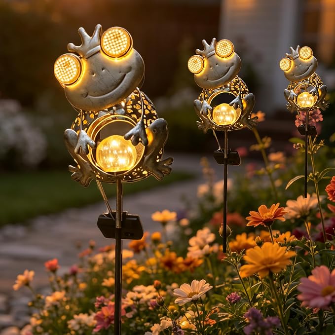 Solar Frog Garden Light,Glowing Eye Solar Lights,Outdoor Waterproof Frog Solar Light for Yard Lawn Pathway Decor,Gift for Nature Lovers(Frog)