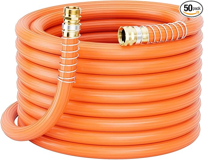 SPECILITE 3/4'' Heavy Duty Rubber Garden Hose 50FT, 1300psi Burst, 450psi Working, Hot/Cold Water Hose, -50℉ -170℉, 5 Layered Pipe, UV Resistant, 3/4" Brass Fittings for Outdoor, Agriculture