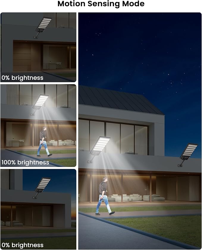 Gefolly Solar Lights Outdoor, 3000K/4000K/6000K Street Lights Outdoor Dusk to Dawn, IP67 Waterproof Solar Flood Security Lights with Motion Sensor for Warehouse, Yard, Garage-2Pack
