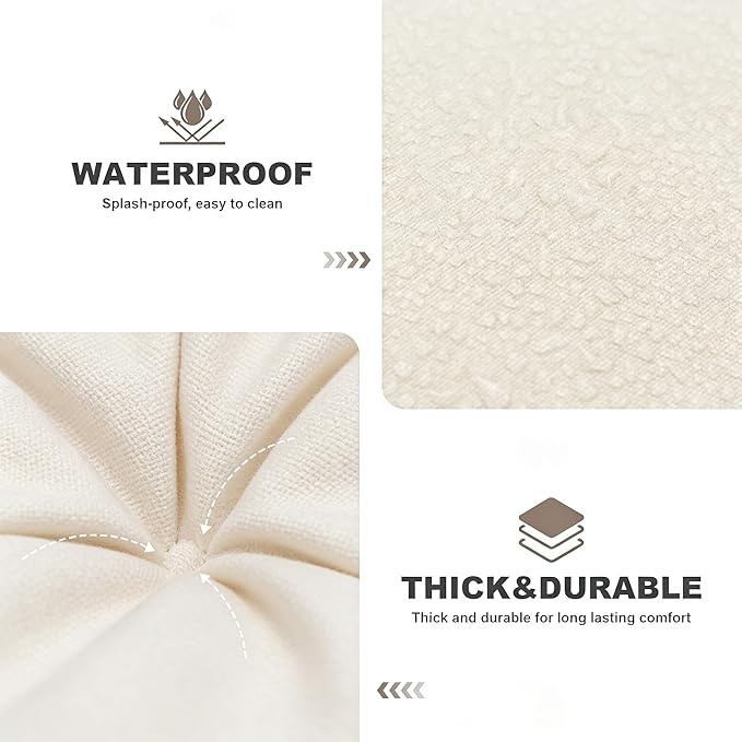 Porch Swing Cushions,Outdoor Cushions 3 Seater Replacement with Backrest, Waterproof Thickened Bench Cushion with Ties for Porch, Patio,Outdoor, Backyard and Garden (Cream 60 * 40 in)