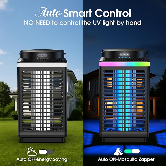Bug Zapper Outdoor, 4-in-1 4200V Electric Mosquito Zapper, Cordless Rechargeable Bug Zapper Fly Zapper with 5000mAH Battery, Waterproof IP68, Portable & Wireless Insect Zapper for Camping Patio