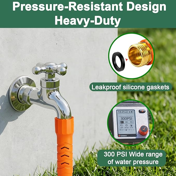 50FT Flexible Lightweight Garden Hose w/ 10Pattern Spray Nozzle,3/4 Inch 2026 Elastic Out Layer 2X Garden Hose,Triple Latex Core,No-Kink,Anti-Burst,Leak-Proof,Easy Use&Storage (50 FT)