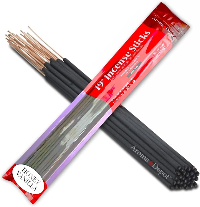 Aroma Depot 19'' Honey Vanilla Incense Sticks - 30 Sticks, 19 Inch Long, Burns 3-4 Hours Each