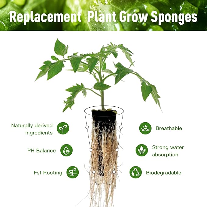 60 pcs Hydroponic Grow Sponges Seed Pods Replacement, Compatible with AeroGarden iDOO and Most Hydroponic Systems. Rapid Rooting Nursery Sponges.