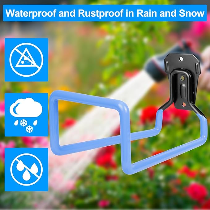 PeoMev 2PCS Hose Hanger Wall Mount - Metal Garden Hose Storage Water Hose Holders for Outside Heavy Duty Hose Reel for Water Hose