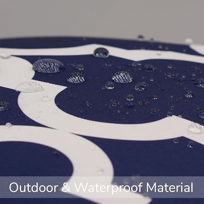 Pack of 2 Outdoor Waterproof Throw Pillow Covers 16x16 Navy Blue and White Throw Pillow Covers Outdoor Pillows Covers for Patio Furniture Garden Balcony Sunbrella Outside(No Pillow Insert)