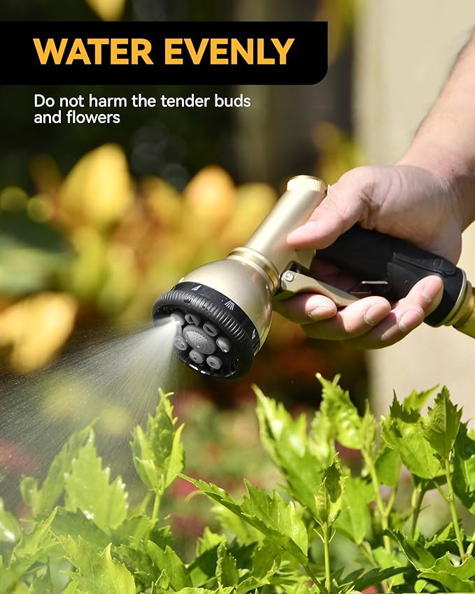 RAINPOINT Garden Hose Nozzle, 9 Spray Patterns Hose Sprayer Nozzle, Heavy Duty Metal Water Hose Nozzle, Adjustable Hand Sprayer, Watering Plants and Lawn, Pet Showering (Nozzle, Gray)