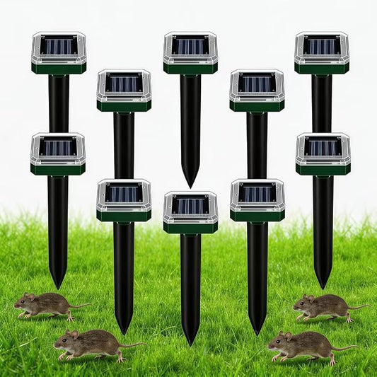 Solar Powered Mole Repellent – Heavy Duty Burrowing Animal Control for Lawn Garden Pasture, Chases Away Moles Voles Shrews Unharmed, 7,500 sq ft Coverage