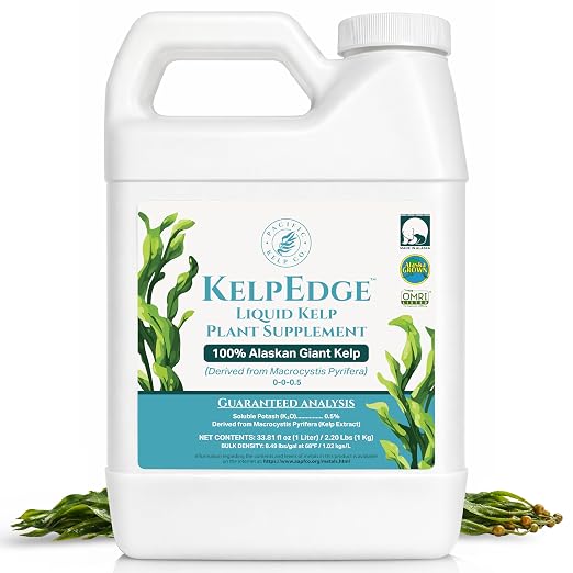 Organic Liquid Kelp Plant Supplement- Seaweed Extract Concentrated Fertilizer Booster, OMRI Listed - Boosts Roots, Growth & Blooms for Gardens, Lawns, Veggies, Hydro & All Plants
