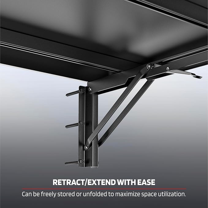 1.3x4FT Adjustable Garage Shelf Wall Mounted Fold Down Shelf Metal Heavy Duty Black 2Pack