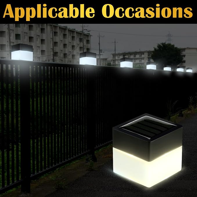 Tujoe Solar Post Cap Lights Fence Post Solar Lights 2in x 2in (5cm x 5cm)(Warm Yellow,20 Pack)
