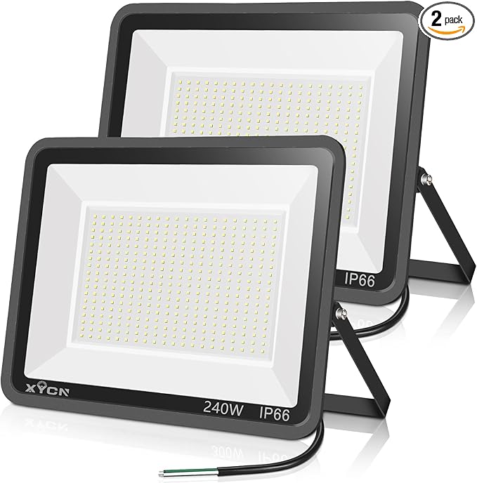 XYCN 2 Pack 240W LED Flood Lights,100-277V IP65 Waterproof 5000K Daylight 1700 watt Equivalent 36500LM Super Bright Outdoor LED Arena Lights Commercial Lighting for Stadium,Backyard, Parking lot etc