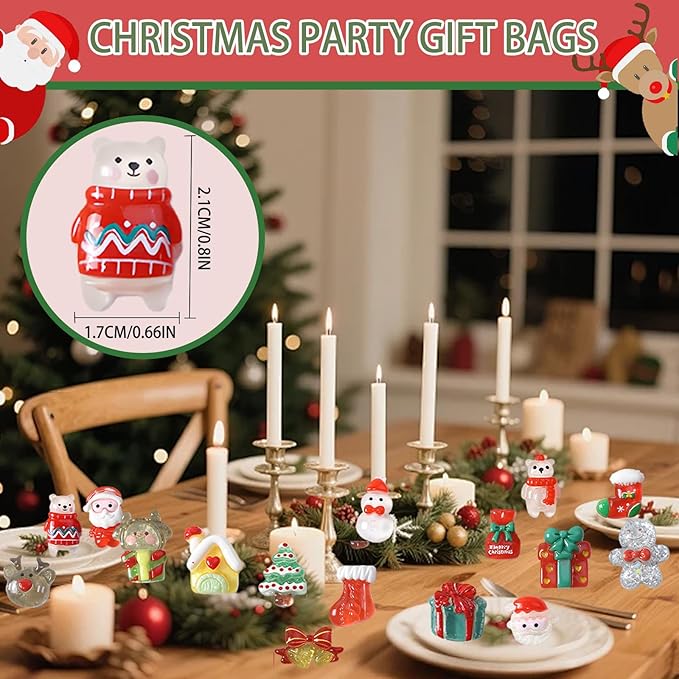 Mini Glow In The Dark Animal Resin Models, Resin Animals Mystery Bags, Individually Wrapped Blind Bags Tiny Animal Figurines, Collectible Mini Animals For Fairy Garden, DIY Crafts (200, Christmas)