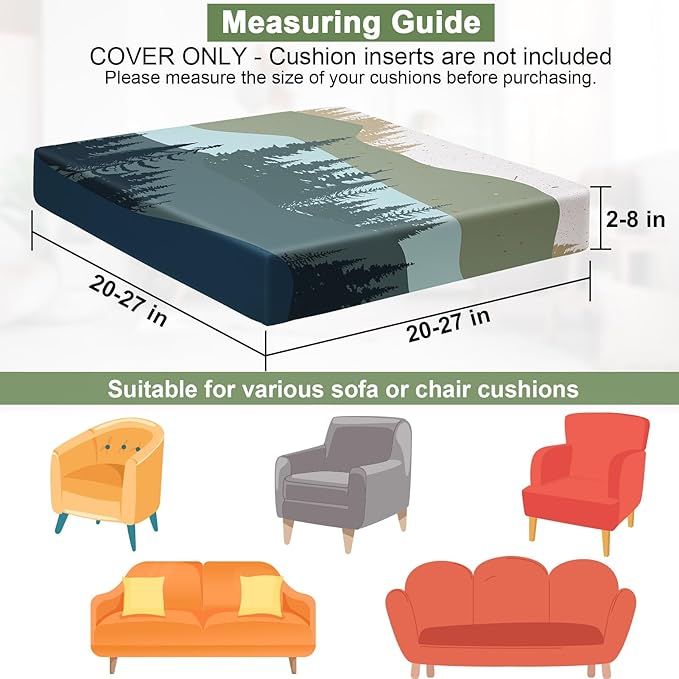 pickyNproud 8Pcs Patio Cushion Covers Stretch Outdoor Couch Cushions Slipcovers Replacement Washable Furniture Protector with Elastic Bottom Sofa Chair Seat Cover,Green Blue