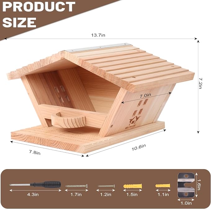 Cedar Wood Mourning Dove Nesting Box – Open Dove House for Outside, Weatherproof, Long-Lasting, Easy to Assemble, Hanging Roosting Platform Birdhouse for Doves, Blackbirds, Robins & Pigeons