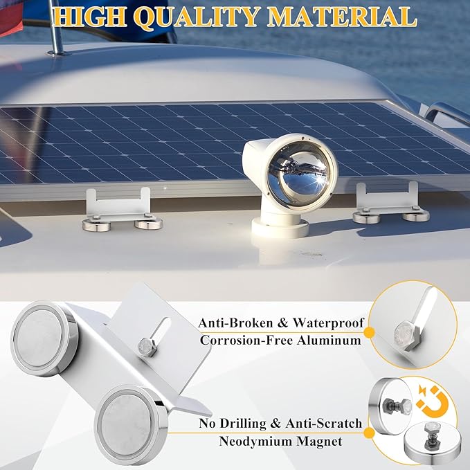 1200 Lbs No Drill Magnetic Solar Panel Mount Bracket Solar Panel Mounting Z Brackets for Sheds, Roofs, Walls, Boats, Trucks, Trailers Lightweight Aluminum Corrosion-Free(Silver, 4 Pack)