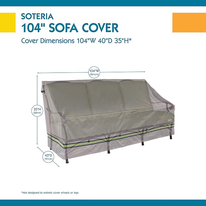 DUCKCOVERS® Soteria Water-Resistant 104 Inch Patio Sofa Cover, Patio Bench Cover
