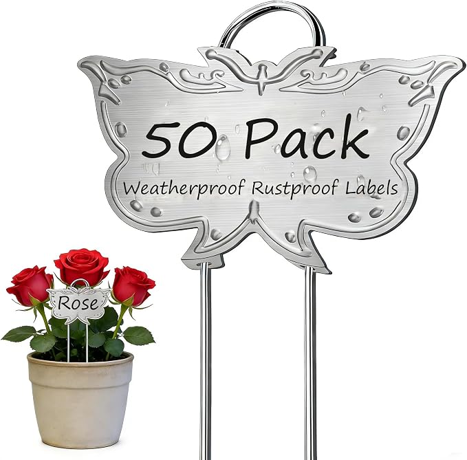 Metal Plant Labels 50 Pack 11in Tall Silver Outdoor Waterproof Garden Label Large Garden Seed Stake Tags for Flowers Fruits and Vegetables