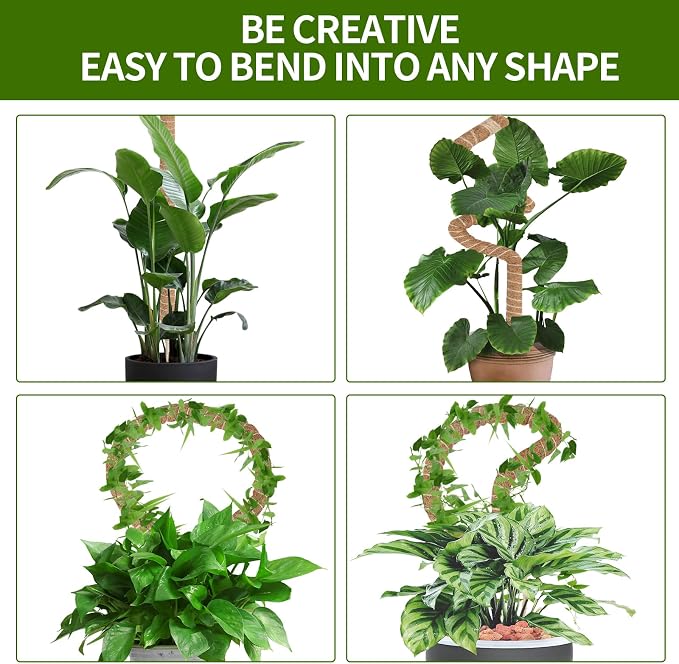 3 Pack Moss Pole,30 Inch Bendable Moss Pole for Plants Monstera, Moss Poles for Climbing Plants Indoor, Coir Plant Pole Sticks Support Stakes for Potted Plant, Pothos, Philodendron